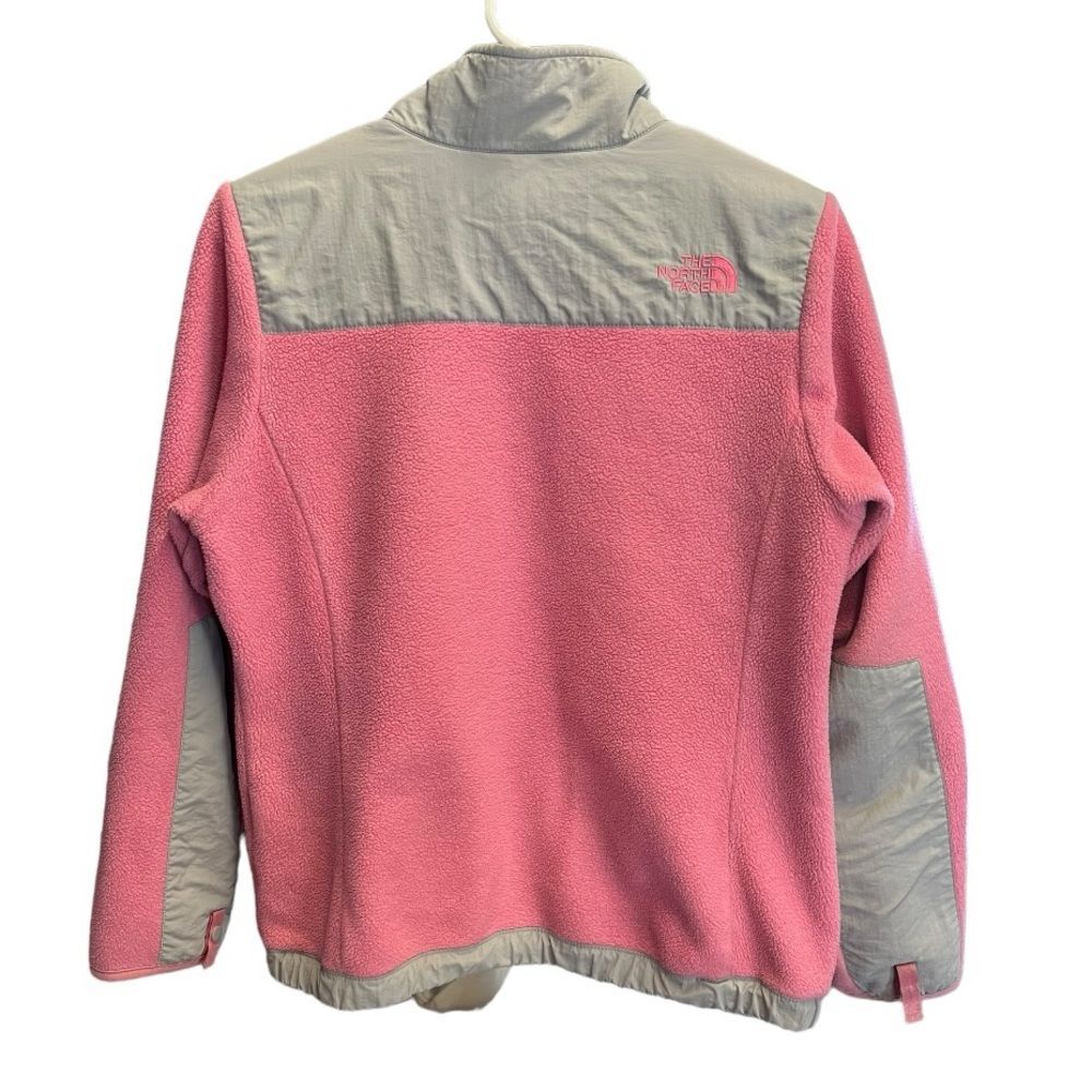 The North Face | Polartec Pink Gray Full Zip Logo Pockets Girls‎ Jacket Coat L - Picture 2 of 11